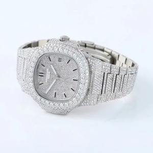 Montre de luxe Hip Hop personnalisée en moissanite, testée au diamant, prix abordable, 41 MM, moissanite VVS, montre de haute qualité entièrement sertie de pierres - Product Image 3