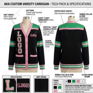 black Pink Varsity <b>Cardigan</b> Women Knit Button Sweater Casual Long Sleeve Letter Design Fashion Outerwear Sorority Greek <b>Cardigan</b> - Product Image 4