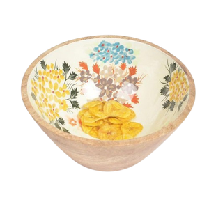 Handmade Serving Bowl Acacia Wood Fruit & Salad Wooden Bowl <b>Sticker</b> Enamel Printed Bowl For Hotel & Restaurant Wholesale Bowl - Product Image 3