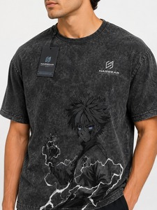T-shirt tricoté délavé à l'acide pour homme, 100 % coton, respirant, écologique, décontracté, longueur normale, manches courtes - Product Image 6
