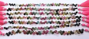 Perles en tourmaline naturelle facettées en forme de cœur, 8 pouces, taille 5,5-6 mm, perles de pierres précieuses en tourmaline multicolores de haute qualité - Product Image 5