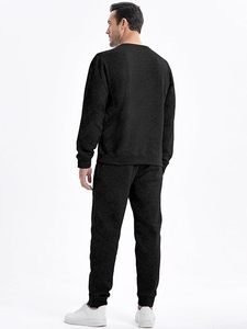 Survêtement noir uni personnalisé pour homme, col rond, manches longues, vêtement décontracté, coupe régulière, respirant, polyester lourd, hiver - Product Image 5
