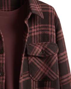 Camisa de Franela a Cuadros Personalizada para Hombre, Chaqueta de Franela a Cuadros, Color Borgoña y Negro, Manga Larga, Cierre de Botones, Estilo Casual, Sobrecamisa a Cuadros, Ropa de Invierno Cálida, Venta al Por Mayor - Product Image 6