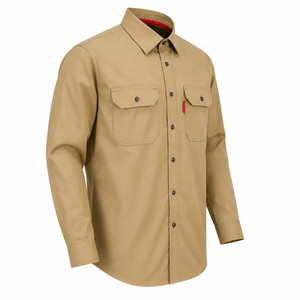 เสื้อเชิ้ตทำงานผ้าฝ้ายทนไฟสำหรับผู้ชายไซส์ใหญ่จากโรงงานขายส่ง พร้อมบริการสกรีนลายแบบ OEM เสื้อเชิ้ตสำหรับงานเชื่อม - Product Image 4