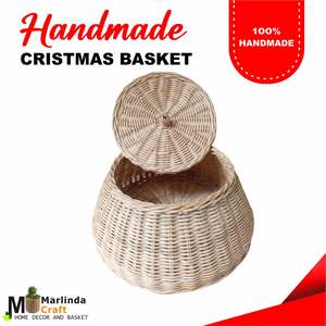 Cesta de Mimbre Navideña Artesanal - Product Image 1