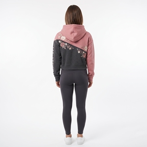 <b>Women</b> <b>Pink</b> Gray Floral Cropped Hoodie Embroidered Pullover Sweatshirt Streetwear <b>Women</b> <b>Top</b> Custom Wholesale Fashion - Product Image 2