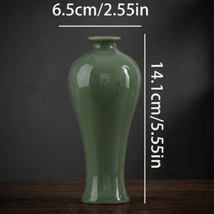 Jarrón de Cerámica Artesanal con Acabado Verde Brillante, Forma Curva Elegante, Perfecto para Decoración Minimalista de Estantes y Arreglos Florales - Product Image 6