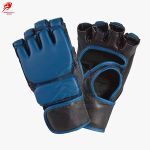Custom <b>Leather</b> MMA Sparring <b>Gloves</b> Pair <b>Fingerless</b> Training <b>Gloves</b> Adjustable Wrist Strap Breathable Half Finger 14oz for Boxing - Product Image 3