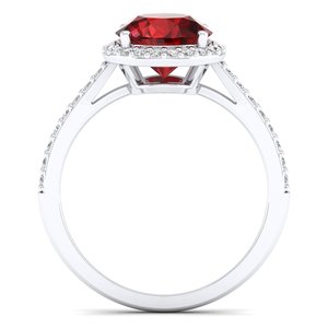 REYES ขายส่งแหวนเงินแท้ 925 ประดับมอสซาไนต์ทรงกลมคุณภาพสูง 1.75 กะรัต พร้อมพลอยโกเมน เครื่องประดับชั้นดี - Product Image 4