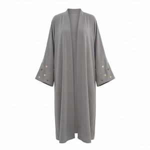 2025 OEM Kimono Abaya pour femmes musulmanes, en tissu polyester épais, doux et très extensible, col en V, manches longues, pour fêtes, Ramadan, mariages - Product Image 1