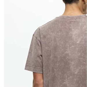 เสื้อยืดโอเวอร์ไซส์ทรงปกติ คุณภาพสูง พิมพ์โลโก้ตามสั่ง เสื้อผ้าผู้ชาย สไตล์วินเทจ ล้างสีแบบแอซิดวอช สำหรับผู้ชาย สไตล์ไฮสตรีท - Product Image 4