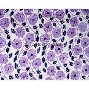 Tissu en coton imprimé à la main indien, écologique, de poids moyen, à motifs floraux multicolores, pour rideaux et décoration intérieure - Product Image 5