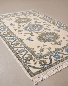 Alfombra DECORDEC Moderna de Lana, Hecha a Mano, Antideslizante, Ecológica, Gruesa, con Diseño Tradicional Oushak, Motivo Floral de Loto y Borde Decorativo - Product Image 2