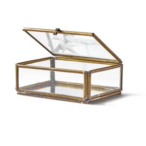 Nordic Gold Glass Decorative <b>Box</b> Antique Brass Finish Clear Tabletop Organizer Handmade Glass <b>Keepsake</b> <b>Box</b> for Home Decor Gift - Product Image 5