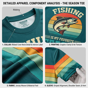 Fishing Is My Favorite Season Men's Sublimation Print Quick Dry <b>T</b>-<b>Shirt</b> Outdoor Wear Teal <b>Rainbow</b> Design - Product Image 6
