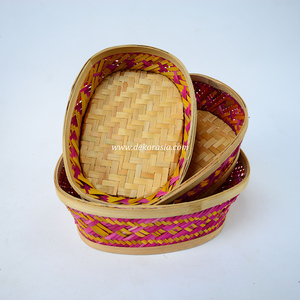 Ensemble de 3 paniers artisanaux en bambou naturel tressé pour organiser les aliments et la décoration de la maison - Product Image 3