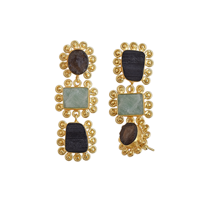 Pendientes Colgantes de Piedras Multicolores Chapados en Oro, Joyería de Moda Contemporánea Semipreciosa para Mujer, Venta al Por Mayor - Product Image 4