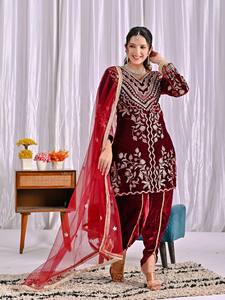 Conjunto de Traje Moderno de Diseñador para Mujer, para Fiestas, Bodas y Diwali, con Top, Pantalón y Dupatta - Product Image 2