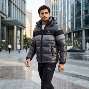 Veste matelassée à capuche noire et grise pour homme, manteau d'hiver chaud, veste d'extérieur, vente en gros ONE APEX Apparel - Product Image 6