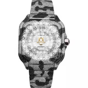 Montre-bracelet de luxe pour homme, étanche 10 bars, couleur argent, avec boîtier en moissanite, affichage analogique, mouvement à quartz, fermoir déployant - Product Image 1
