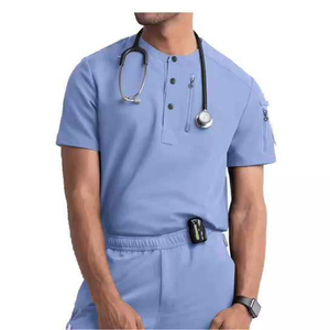 <b>Top</b> Summer Men's Hospital Scrub Sets Medical Nursing Uniforms Breathable Spandex Jogger Pants - Product Image 2