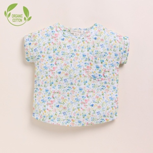 T-shirts surdimensionnés en mousseline biologique de qualité supérieure-Imprimé floral printanier - Product Image 1