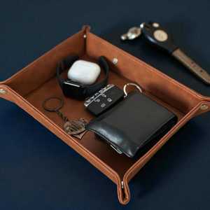 Estuche de Cuero Genuino de Lujo, Bandeja para Guardar Joyas, Organizador de Escritorio, Caja Pequeña de Cuero Auténtico, GLTY-0027 - Product Image 4