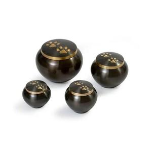 Silver <b>Pet</b> Cremation Urns With Gold Paw Prints Heart <b>Keepsake</b> Metal Urn Set For <b>Ashes</b> <b>Keepsake</b> Brass Cremation Urns For Sale - Product Image 3