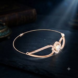 Luxury Rose Gold Lab Grown Diamond Open Leaf <b>Bangle</b> <b>Bracelet</b> for Women Halo Round Diamond Fine Jewelry - Product Image 1