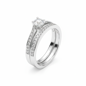 Anillo de Diamantes de Plata 925 y Oro, Anillo de Compromiso con Diamantes Naturales y Cultivados en Laboratorio, Joyería Fina para Mujer - Product Image 1