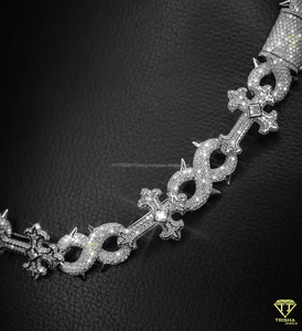 Cross Cuban Link <b>Chain</b> Spikes Hip Hop <b>Iced</b> <b>Out</b> Bling Jewelry Moissanite Diamond Luxury Necklace Pass Diamond Tester - Product Image 4
