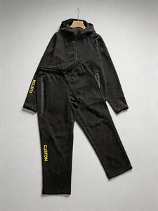 Conjunto Deportivo de Felpa con Capucha para Hombre, Color Negro, de Primera Calidad, con Logotipo Personalizado en la Manga Izquierda, Ropa Casual de Otoño para Correr y Hacer Ejercicio - Product Image 6