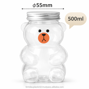 ขวด PET รูปหมีน่ารักขนาด 500 มล. พร้อมฝาอลูมิเนียมสำหรับบรรจุภัณฑ์เครื่องดื่ม - Product Image 1