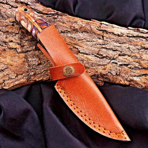 มีดบุชคราฟท์ใบตายเหล็ก 12c27 แบบดรอปพอยต์ ด้ามจับทรงไพน์โคน พร้อมปลอกหนัง OEM ฟูลแทงค์ สำหรับล่าสัตว์ - Product Image 5