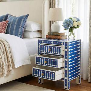 Mesita de noche decorativa con incrustaciones de hueso, diseño moderno hecho a mano y solución funcional de almacenamiento para el dormitorio - Product Image 6