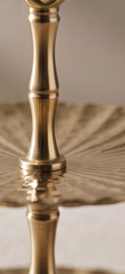 Factory Direct 2 Tier Round Sunburst Fluted Metal <b>Cake</b> <b>Stand</b> <b>Vintage</b> Gold Finish Dessert Platter Centerpiece Knot Handle - Product Image 2