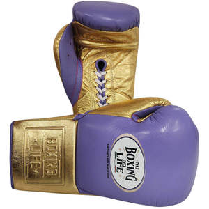 Gants de boxe en cuir OEM personnalisés, gants d'entraînement professionnels, gants de sparring, logo personnalisé, gants de boxe professionnels violet métallisé or - Product Image 6