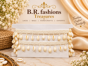 B.R. Fashions Treasures Bordure en dentelle française 3D avec coquillages cauris et perles, 1 pouce, lavable, style côtier, fait main pour textiles de maison - Product Image 1
