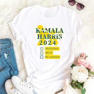 เสื้อยืดแฟชั่นสีดำพิมพ์ลายผ้าฝ้ายสำหรับผู้หญิง แขนสั้น คอกลม ลายกราฟิก สไตล์ลำลอง พร้อมข้อความว่าด้วยการลงคะแนนเลือกตัวแทน  รับผลิตตามสั่ง ขายส่ง - Product Image 1