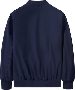 Blouson bomber bleu marine pour homme, col montant, fermeture éclair, vêtement décontracté, matière polyester, saison automne, coupe classique - Product Image 2