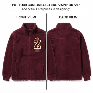 Premium 240 GSM Polar Fleece Men's <b>Running</b> <b>Jacket</b> Warm Soft White Custom Logo Embossed Tackle Twill Zip-Up Autumn <b>Reflective</b> - Product Image 1