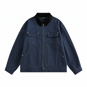 Veste en coton doublée polaire avec logo personnalisé pour homme, coupe-vent épais et chaud pour l'hiver, fermeture éclair, style décontracté, streetwear, vêtements de travail, vêtements d'extérieur - Product Image 1