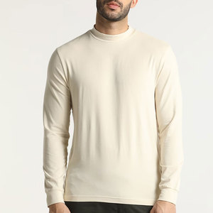 Camiseta de Cuello Alto de Punto para Hombre, Color Crema, Manga Larga, Estilo Casual, Corte Regular - Product Image 1
