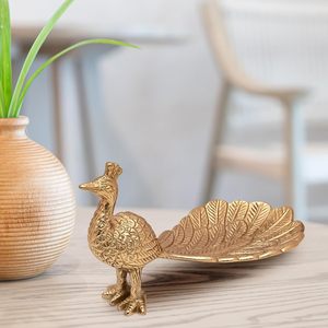 Plat de service décoratif en or en forme de paon, fait main, en fonte, pour fruits secs, idéal pour la décoration de table et les cadeaux - Product Image 6