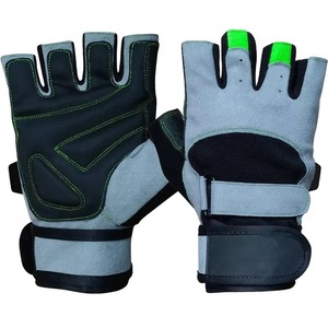 Gants d'entraînement de fitness CrossFit avec logo personnalisé, en cuir de vache véritable, pour la musculation, protection des trois doigts de la paume - Product Image 5