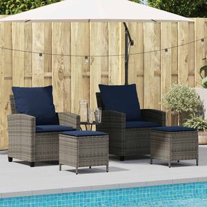 Ensemble de canapés de jardin en rotin PE bleu marine et gris avec structure en acier thermolaqué, mobilier d'extérieur élégant - Product Image 1