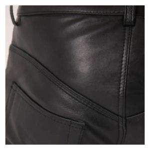 กางเกงหนังแกะสีดำสไตล์ไบค์เกอร์สำหรับผู้ชาย - Product Image 2