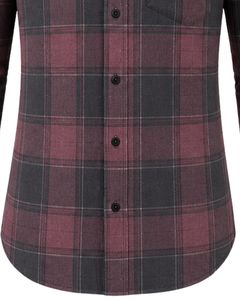 Manufacturer Burgundy Black Plaid <b>Men</b> Casual Formal Check <b>Shirt</b> Long Sleeve Button Down Cotton Flannel Office Wear Custom <b>Shirt</b> - Product Image 6