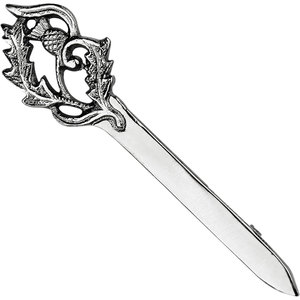Épingle à kilt décorative traditionnelle en métal chromé antique, motif épée de thistle et peltre, qualité supérieure, pour tenue tartan, vente en gros usine 2026 - Product Image 1