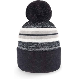 Gorro de Punto Acrílico con Logo Personalizado, Gorro Deportivo con Pompón y Puño, Diseño a Rayas, Bordado, Gorro Deportivo Acrílico - Product Image 1